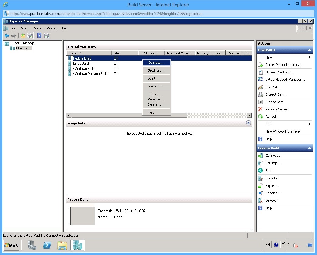 Practice Labs screenshot.